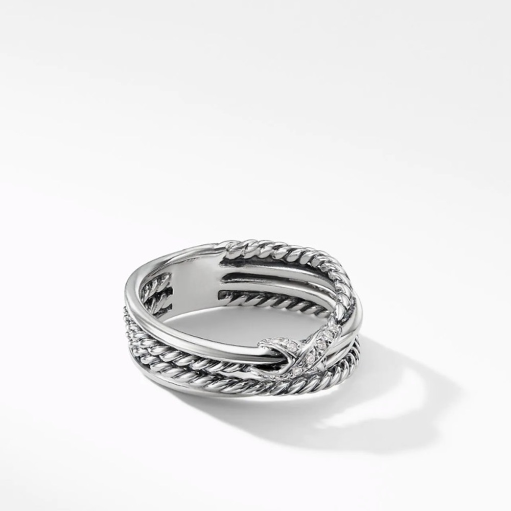 David Yurman X Collection Ring with Diamonds Size 6
